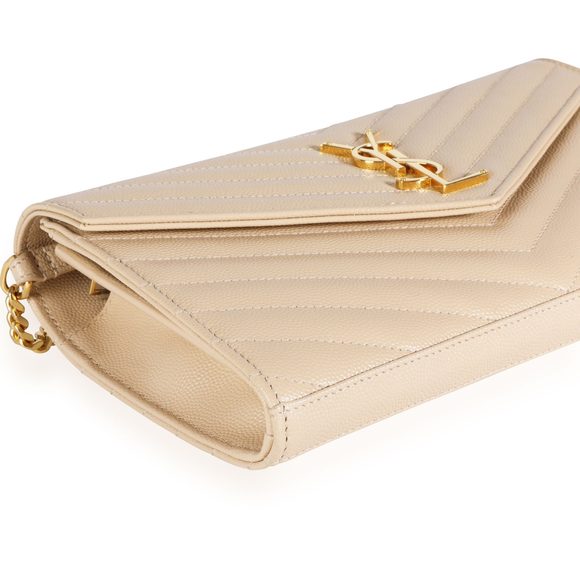 Saint Laurent Powder Grain De Poudre Large Monogram Envelope Chain Wallet - Picture 6 of 7
